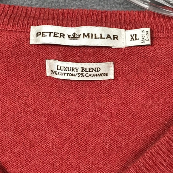 Peter Millar Luxury Blend Golf Sweater Vest Cotton Cashmere Salmon Mens XL - Picture 3 of 9